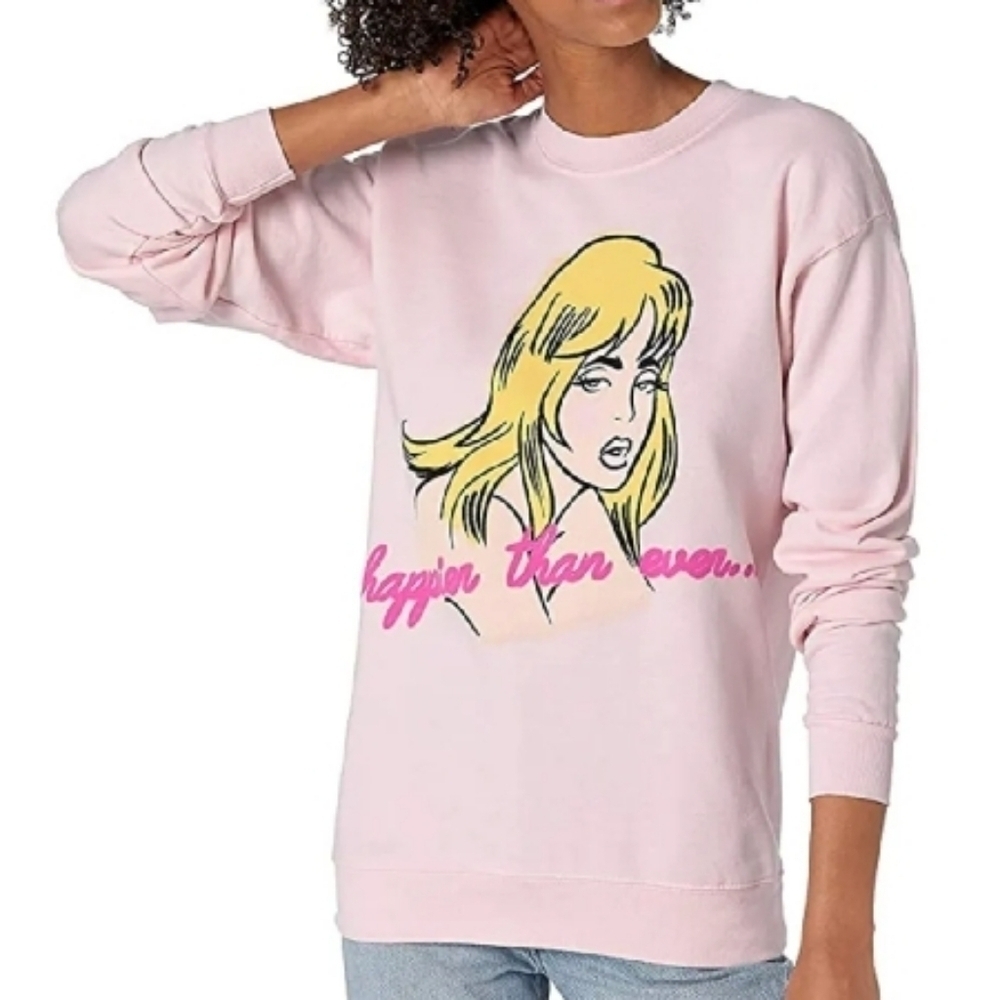 Billie Eilish Pink Long-sleeved Graphic Sweatshirt S